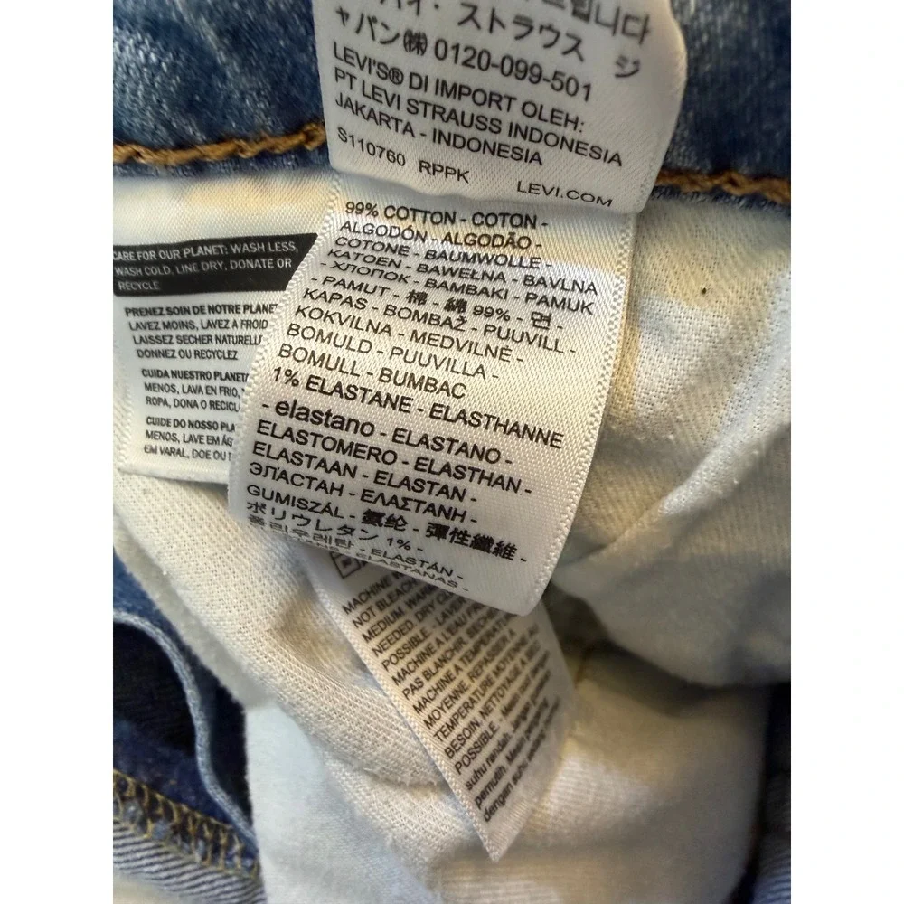 Levis 505 Regular Fit Straight Leg Light Wash Denim Jeans Mens 36x34